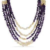 AFRICAN AMETHYST AND CITRINE ENDLESS SHADED 5 LINES DESIGNER NECKLACE (700-800 CT)